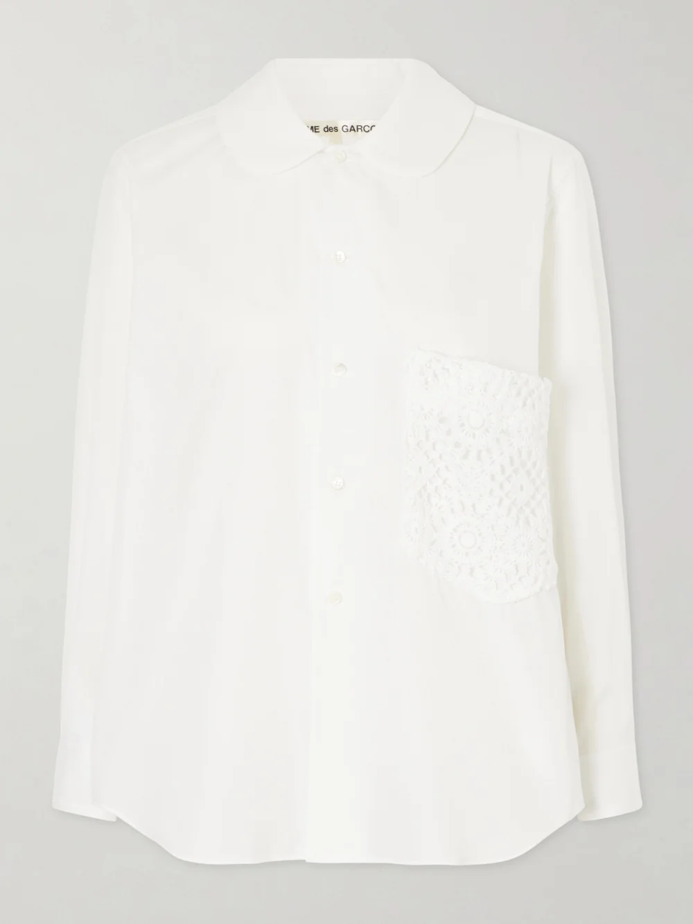 Comme des Garçons Crochet-trimmed Cotton-poplin Shirt in white