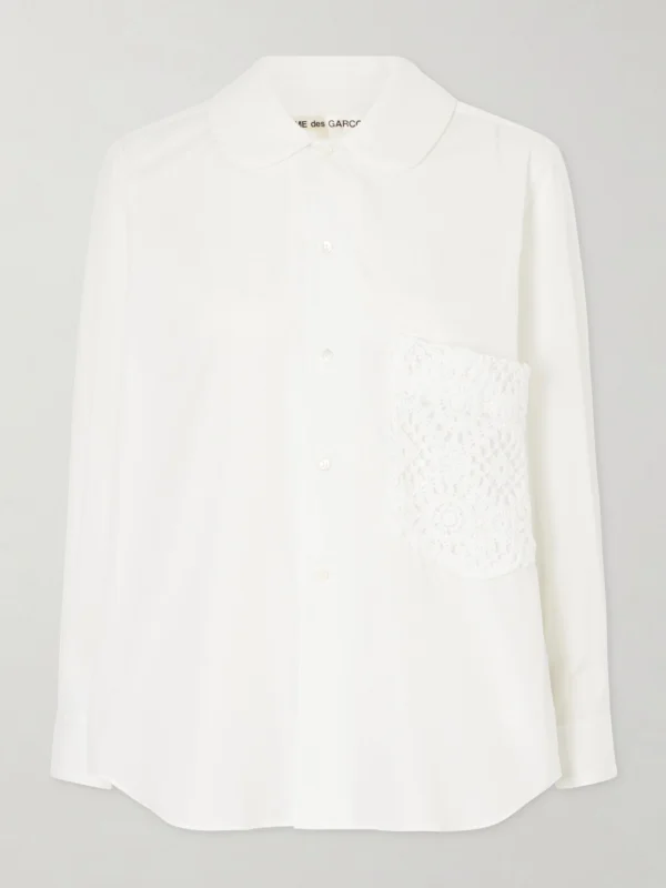 Comme des Garçons Crochet-trimmed Cotton-poplin Shirt