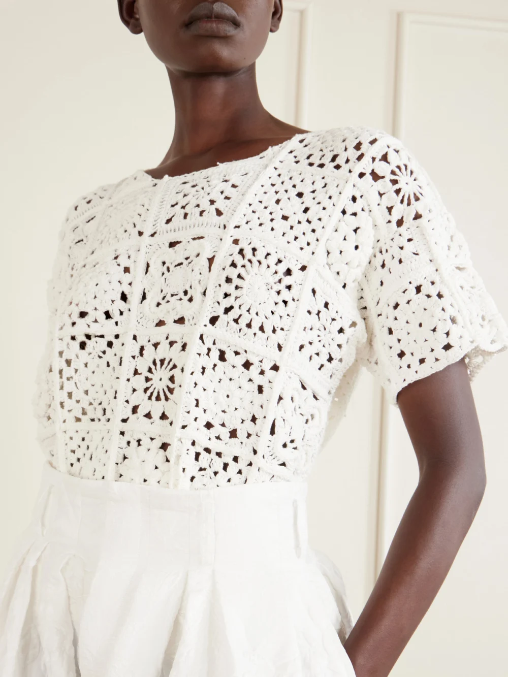 Close-up detail of the Comme des Garçons Crocheted Cotton Top