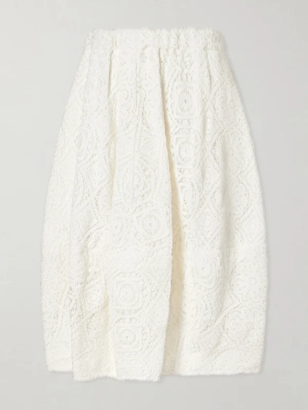 Comme des Garçons Pleated Crocheted Cotton Midi Skirt