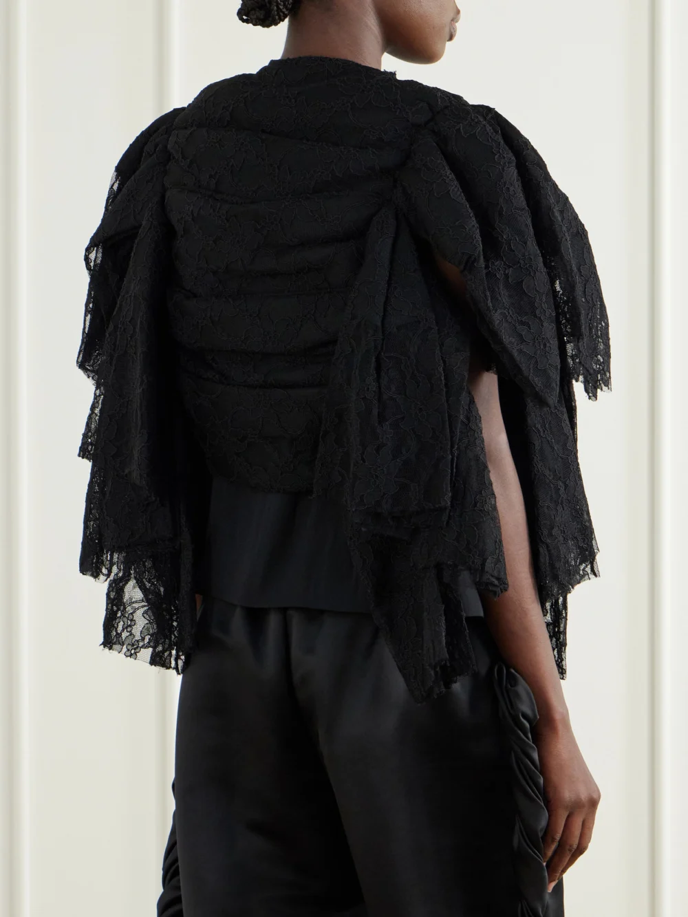 Back view of the Comme des Garçons Ruffled Lace and Silk-blend Georgette Top