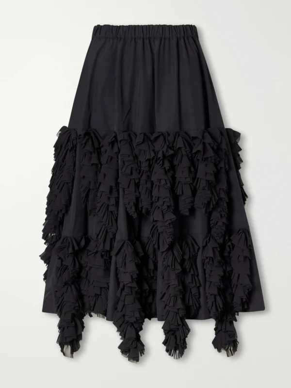 Comme des Garçons Tiered Ruffled Georgette Midi Skirt