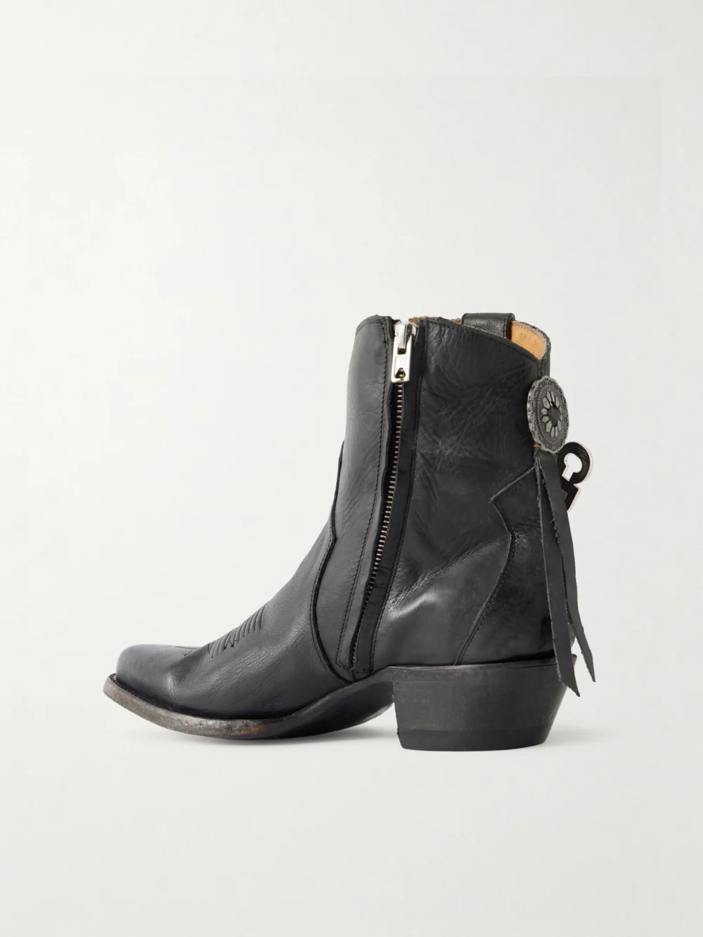 Back view of the Comme des Garçons X Mexicana Embellished Leather Ankle Boots