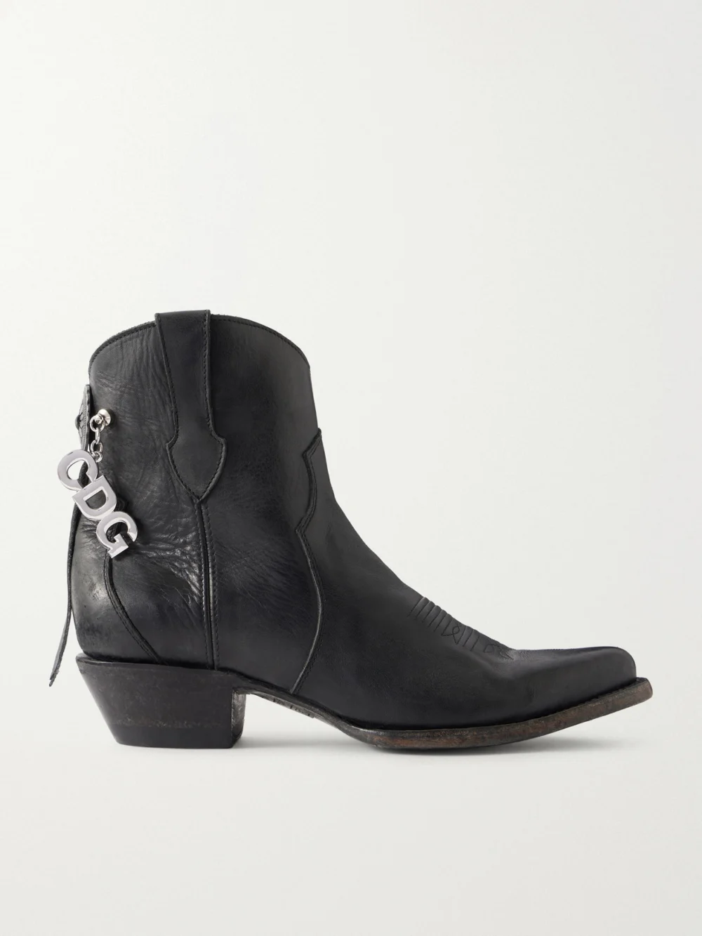 Comme des Garçons X Mexicana Embellished Leather Ankle Boots in black