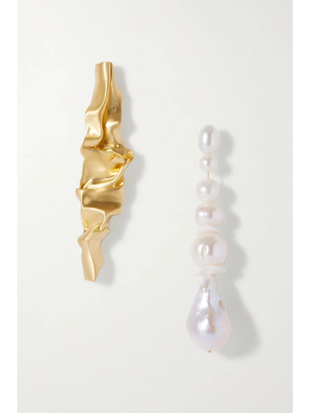Completedworks Crumple Gold Vermeil, Pearl and Ceramic Earrings