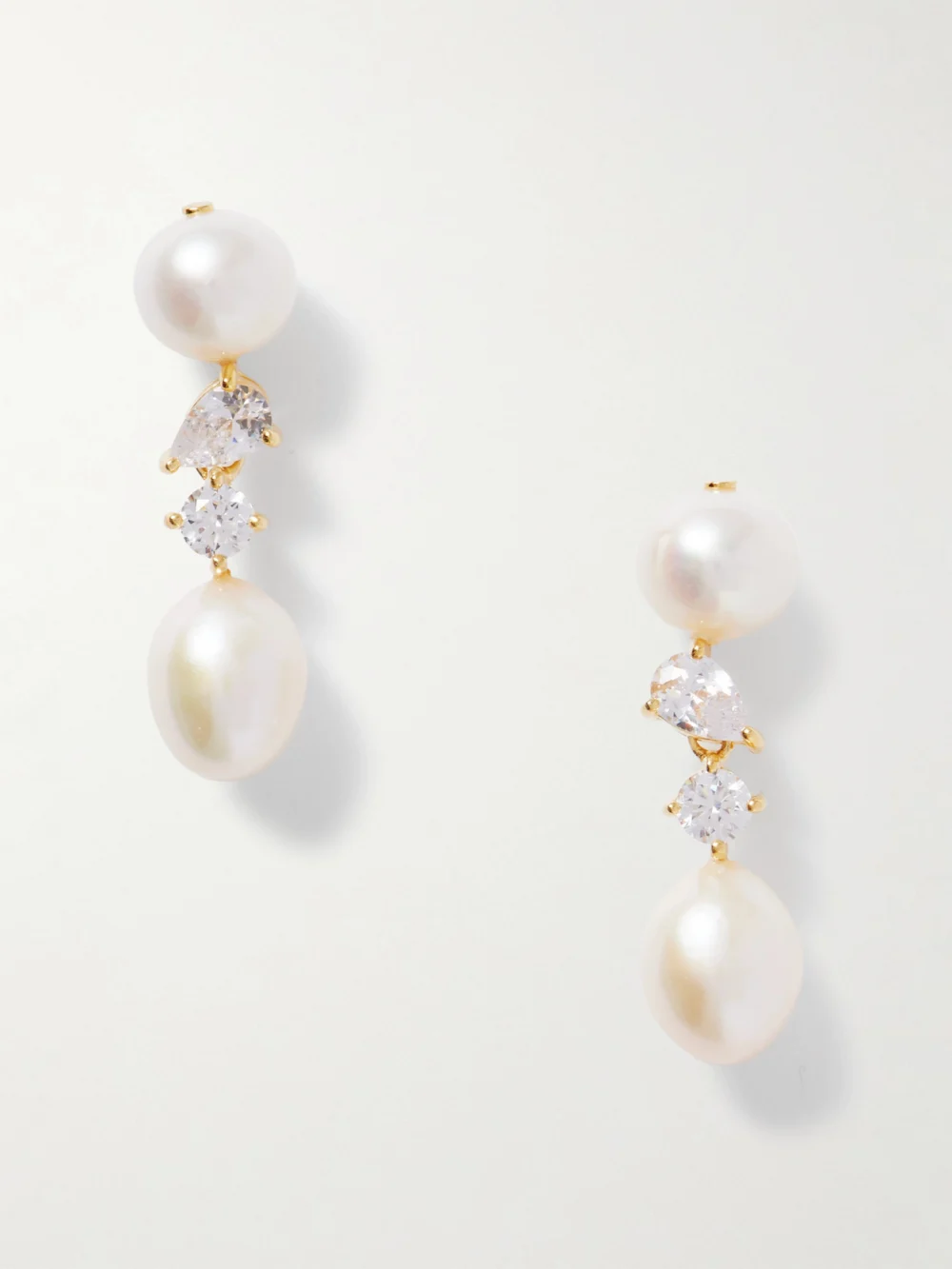 Completedworks Gold-plated, Pearl and Cubic Zirconia Earrings