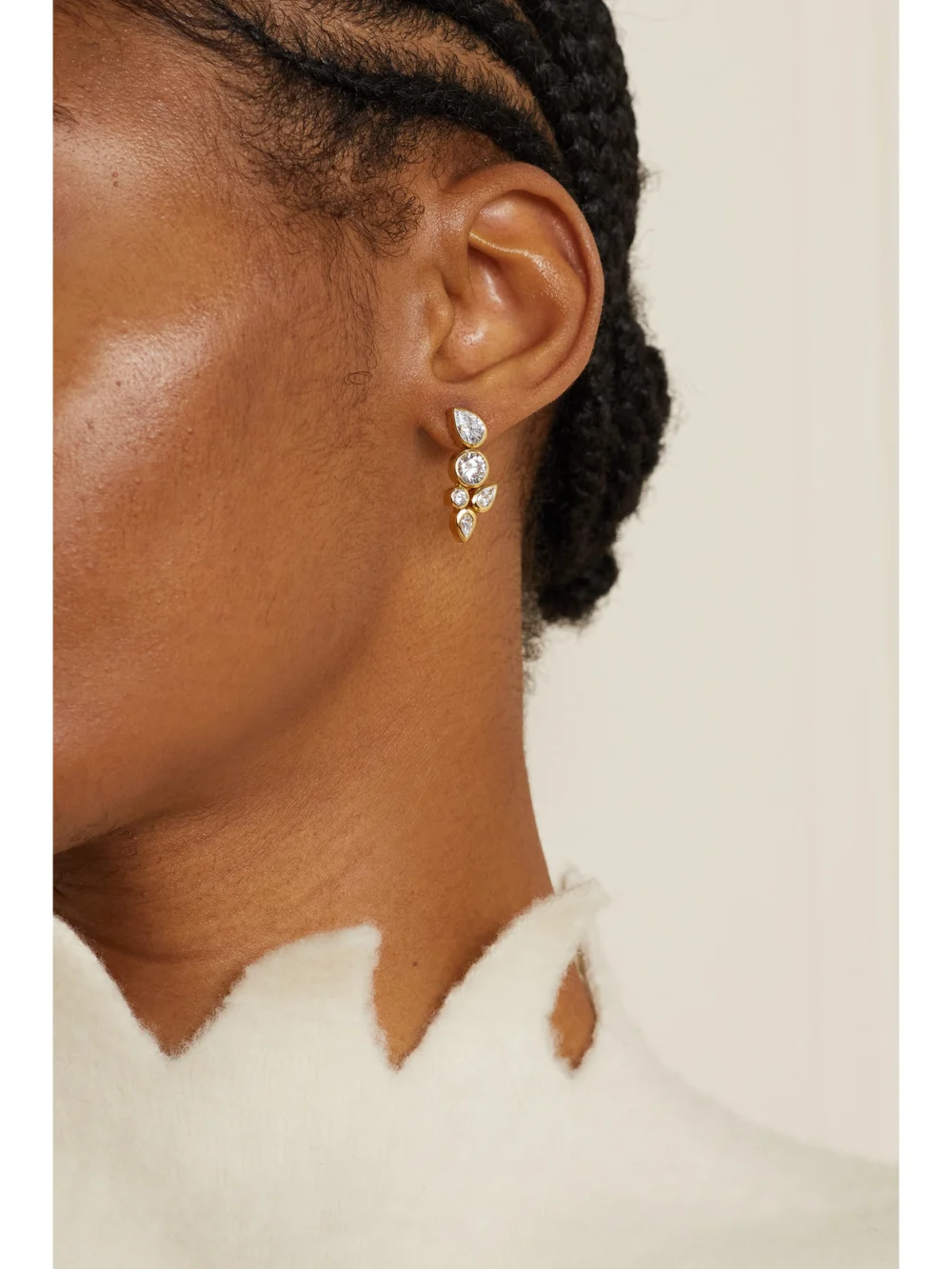 Completedworks No Rush Recycled Gold Vermeil Cubic Zirconia Earrings, styled view
