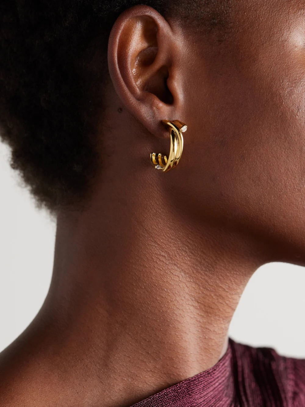 Completedworks Recycled Gold Vermeil Cubic Zirconia Earrings, styled view