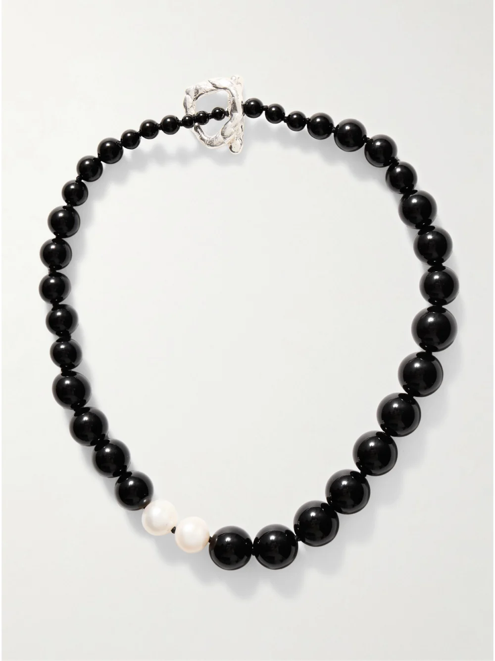 Completedworks Recycled Silver, Onyx and Pearl Necklace in black