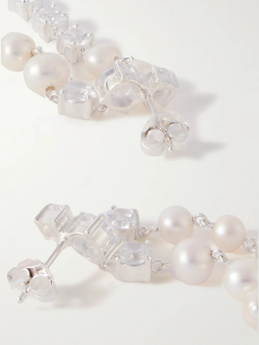 Back view of the Completedworks Recycled Silver, Pearl and Cubic Zirconia Earrings