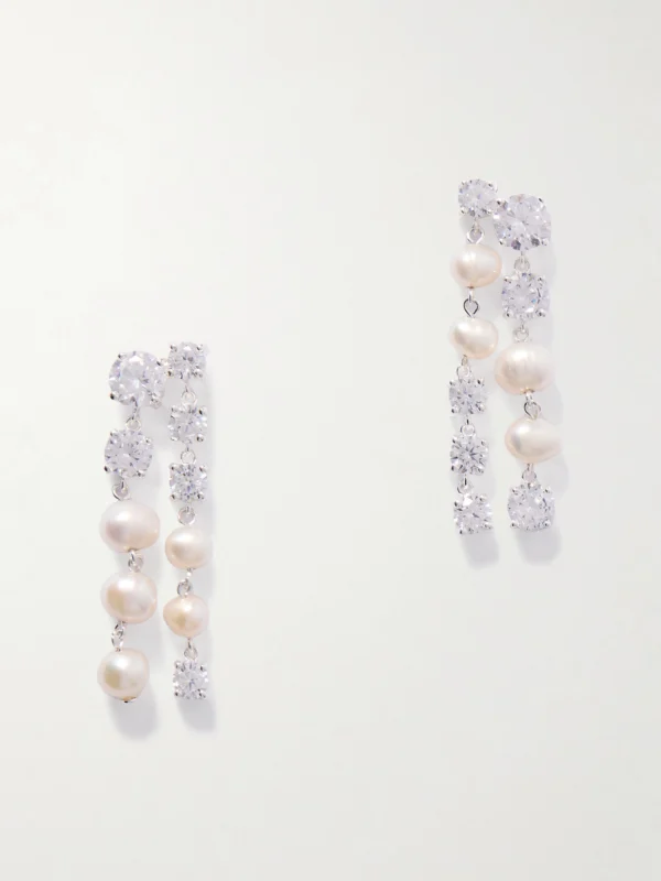 Completedworks Recycled Silver, Pearl and Cubic Zirconia Earrings
