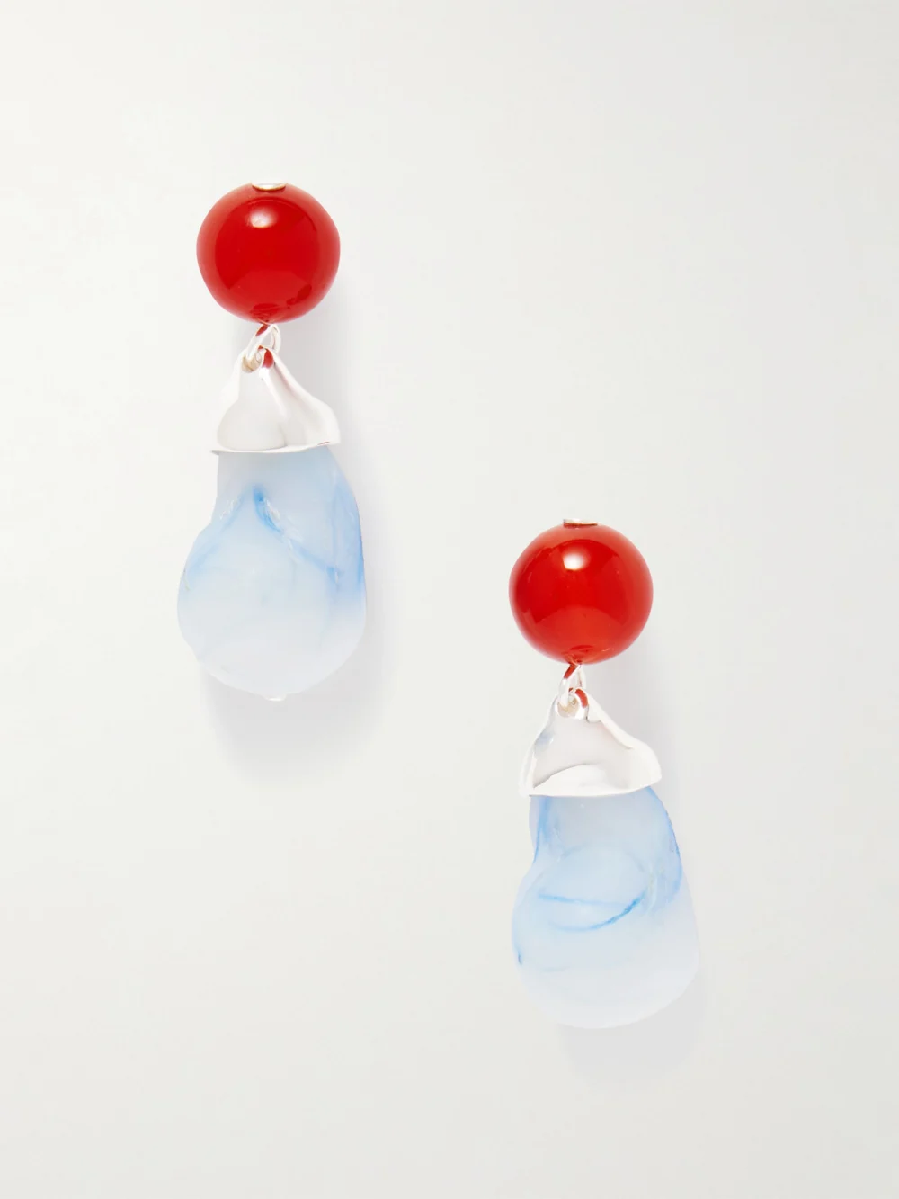 Completedworks Recycled Silver, Resin and Agate Earrings in blue