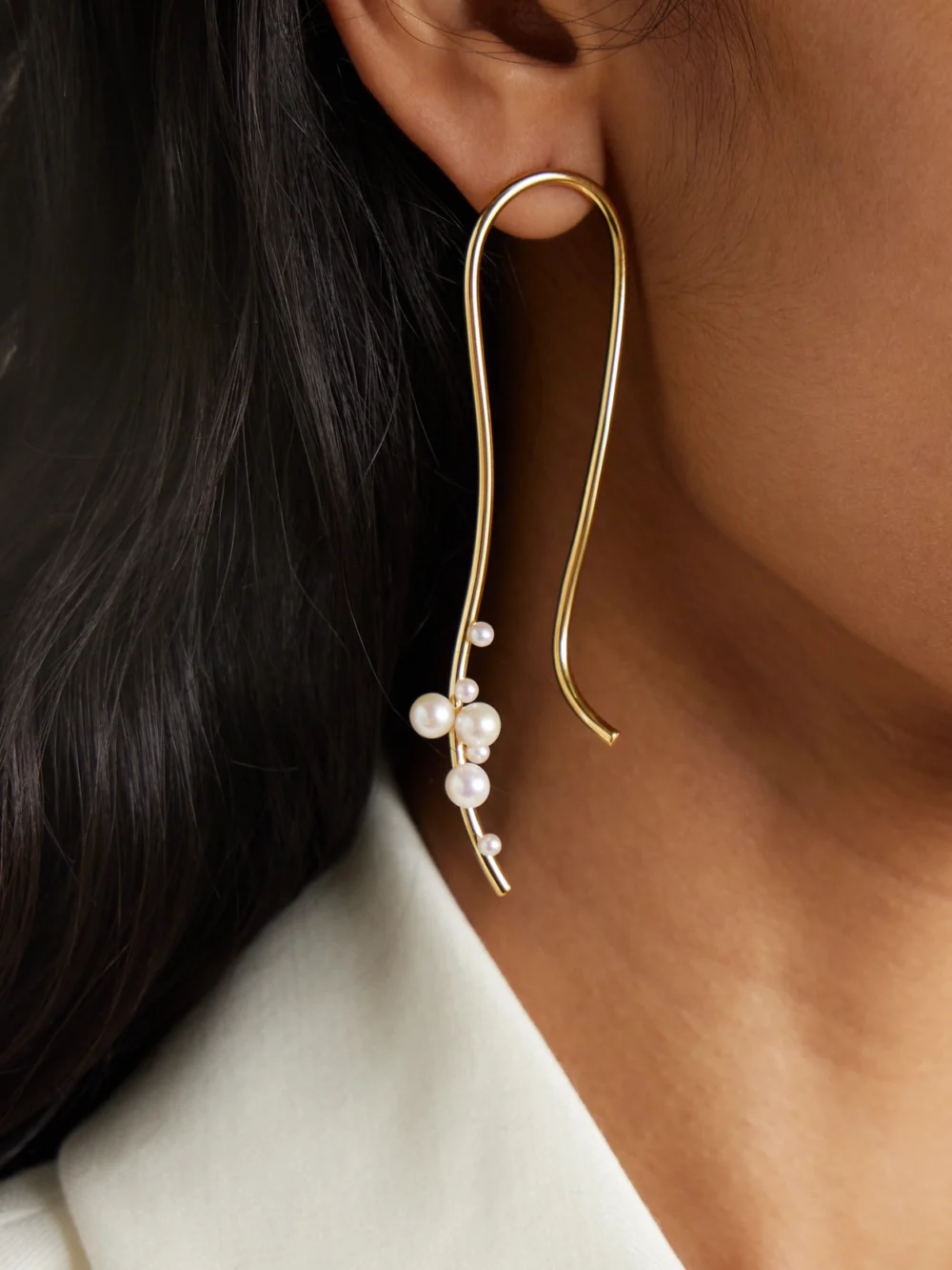 Completedworks Wild Relatives Gold Vermeil Pearl Earrings, another view