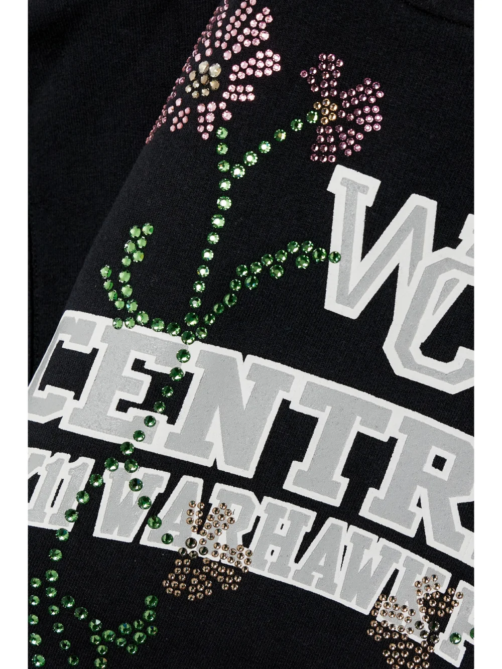 Close-up detail of the Conner Ives Crystal-embellished Printed Cotton-jersey Hoodie