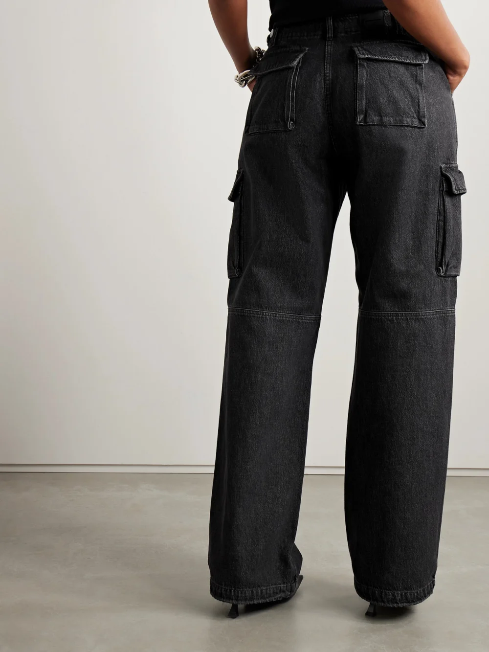 Back view of the Coperni High-rise Wide-leg Cargo Jeans