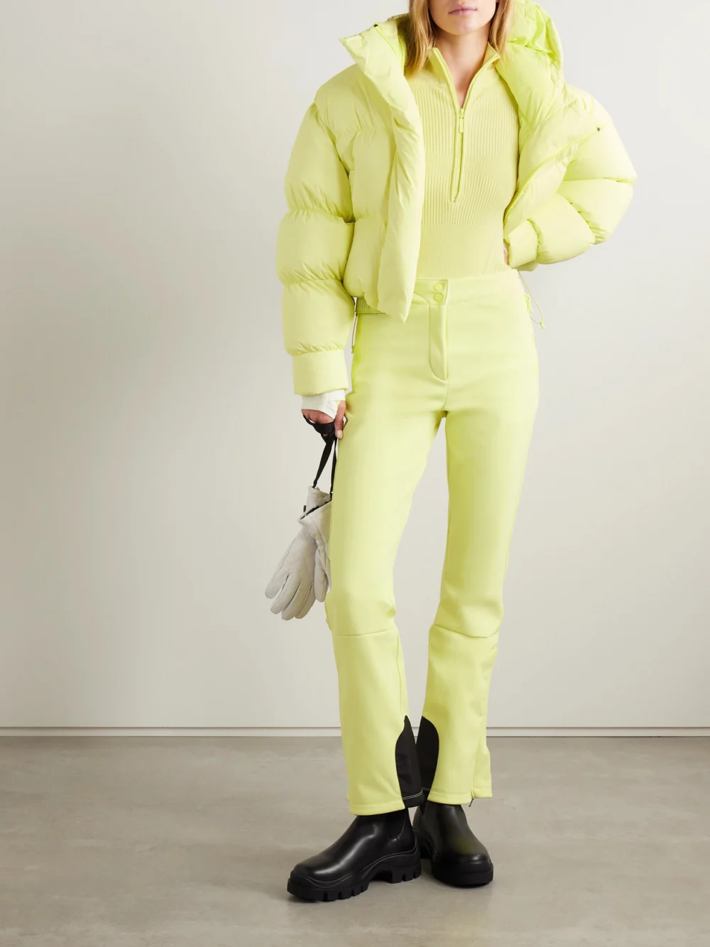 Cordova Butte Ribbed Merino Wool-blend Turtleneck Bodysuit, worn by a model