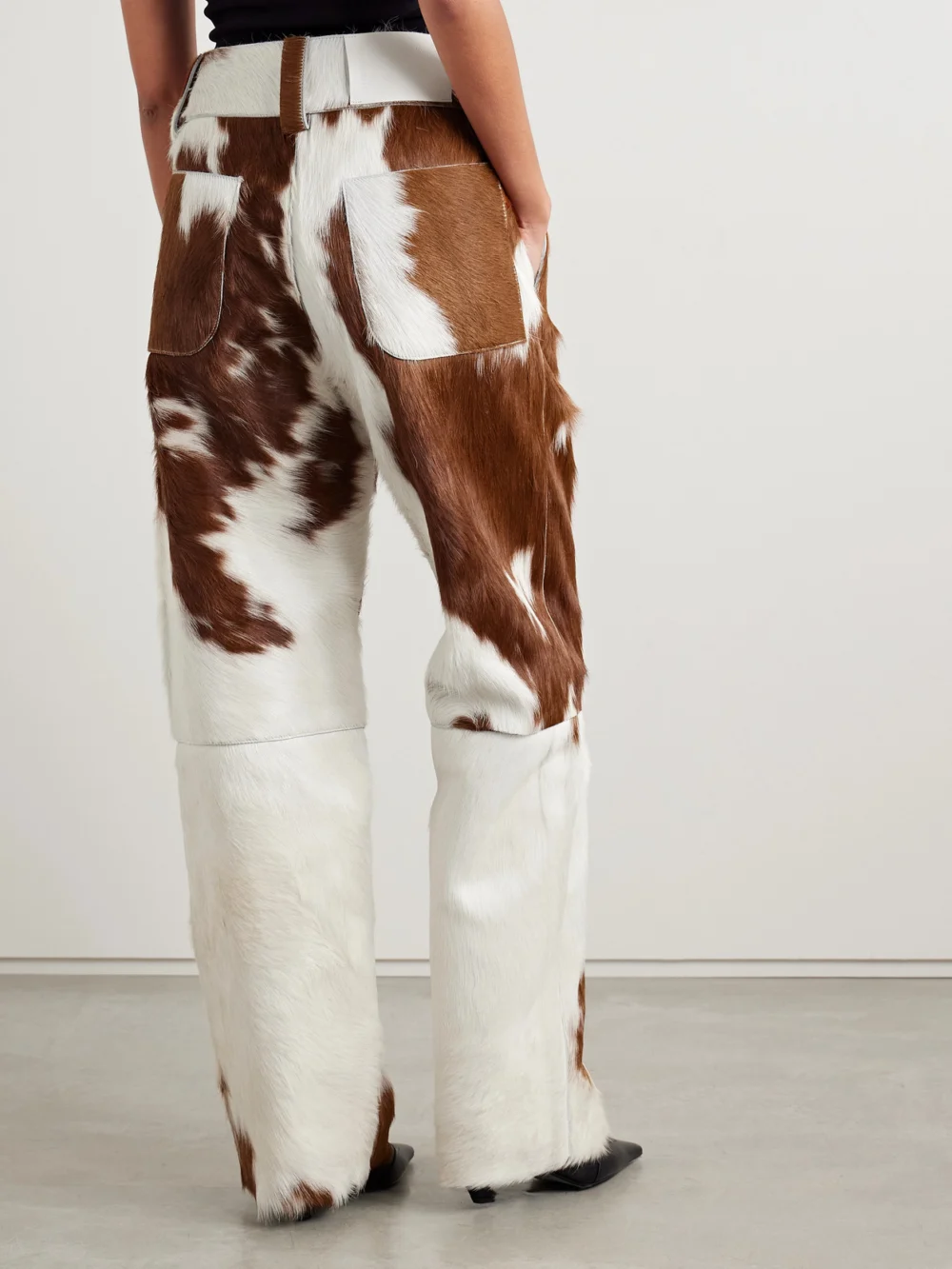 Back view of the Cordova Highlands Paneled Calf Hair Wide-leg Pants
