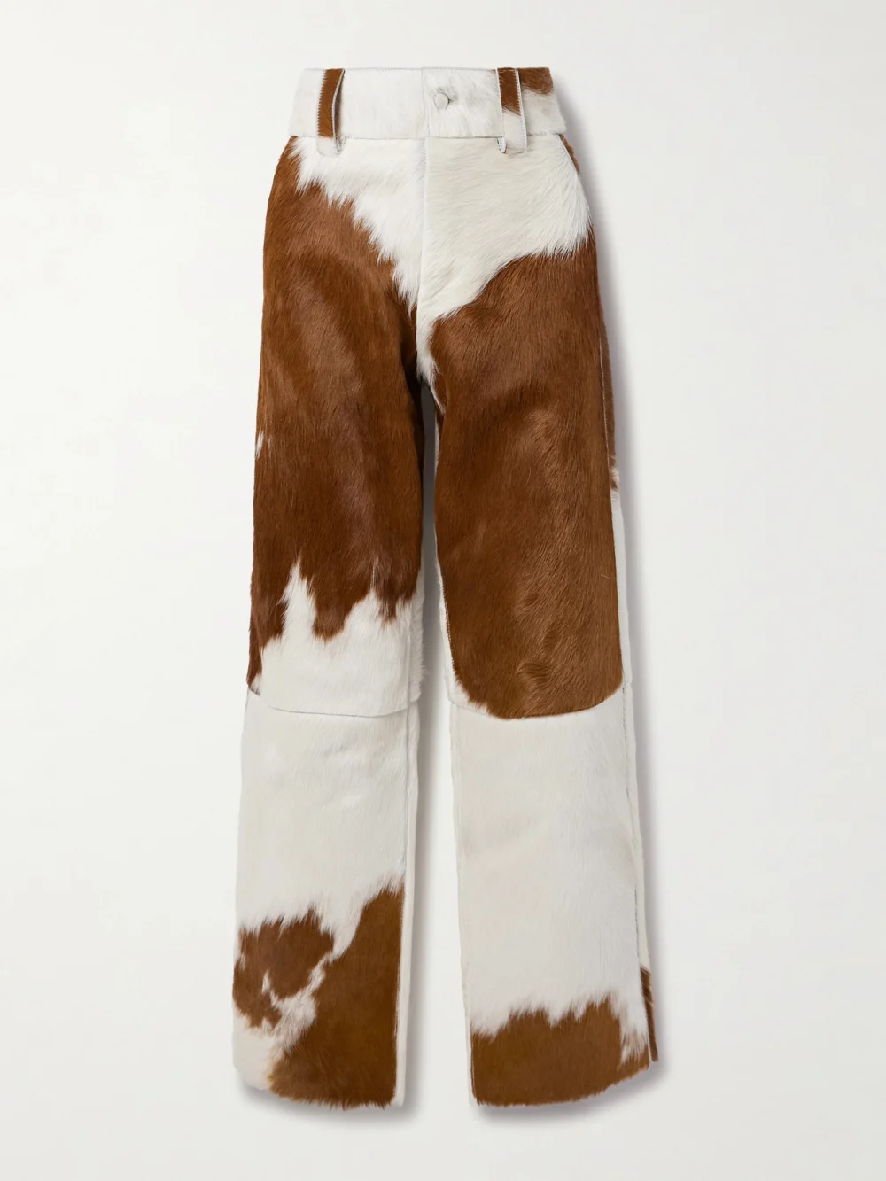 Cordova Highlands Paneled Calf Hair Wide-leg Pants in brown