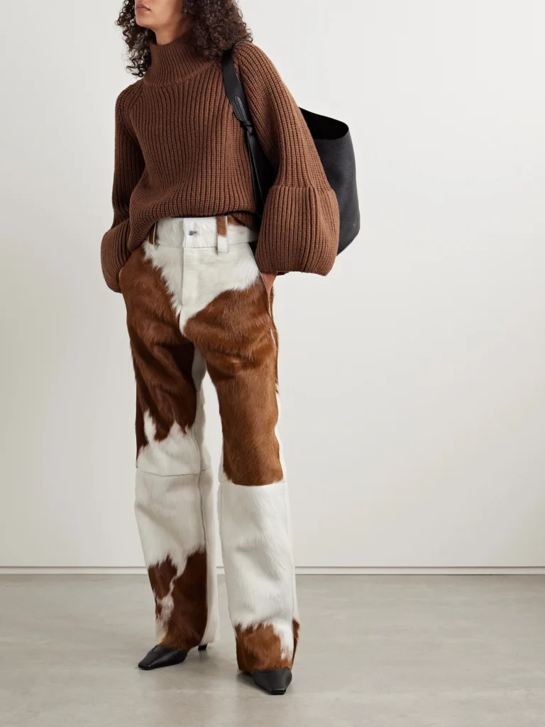 Cordova Highlands Paneled Calf Hair Wide-leg Pants