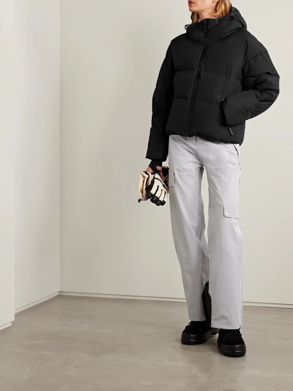 Cordova Meribel Hooded Quilted Recycled Down Ski Jacket, worn by a model
