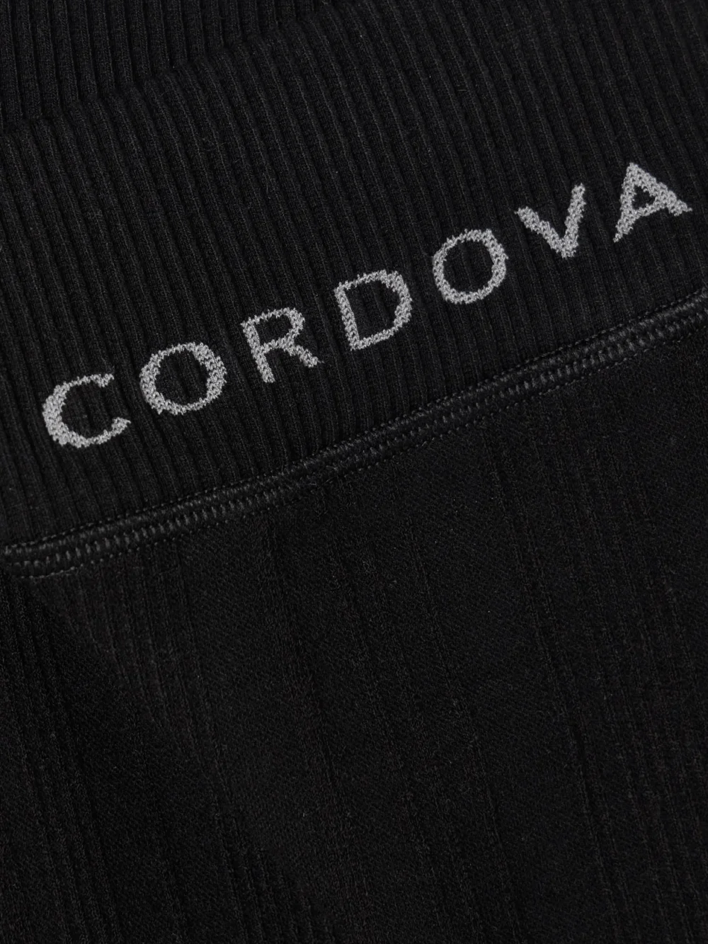 Close-up detail of the Cordova Sol Ribbed-knit Leggings