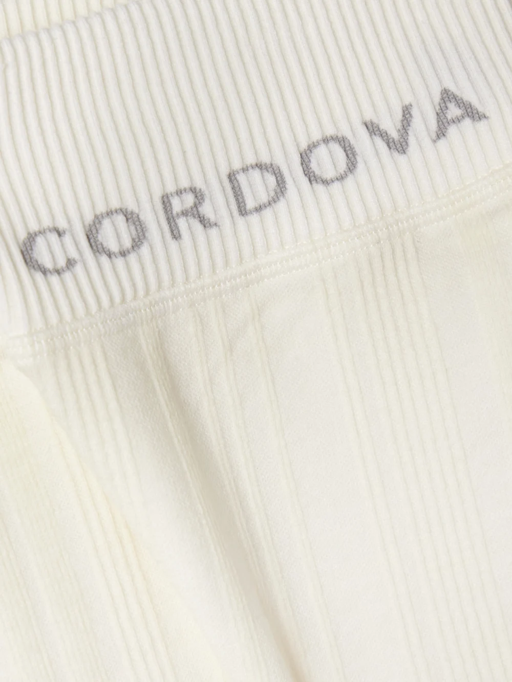 Close-up detail of the Cordova Sol Ribbed-knit Leggings