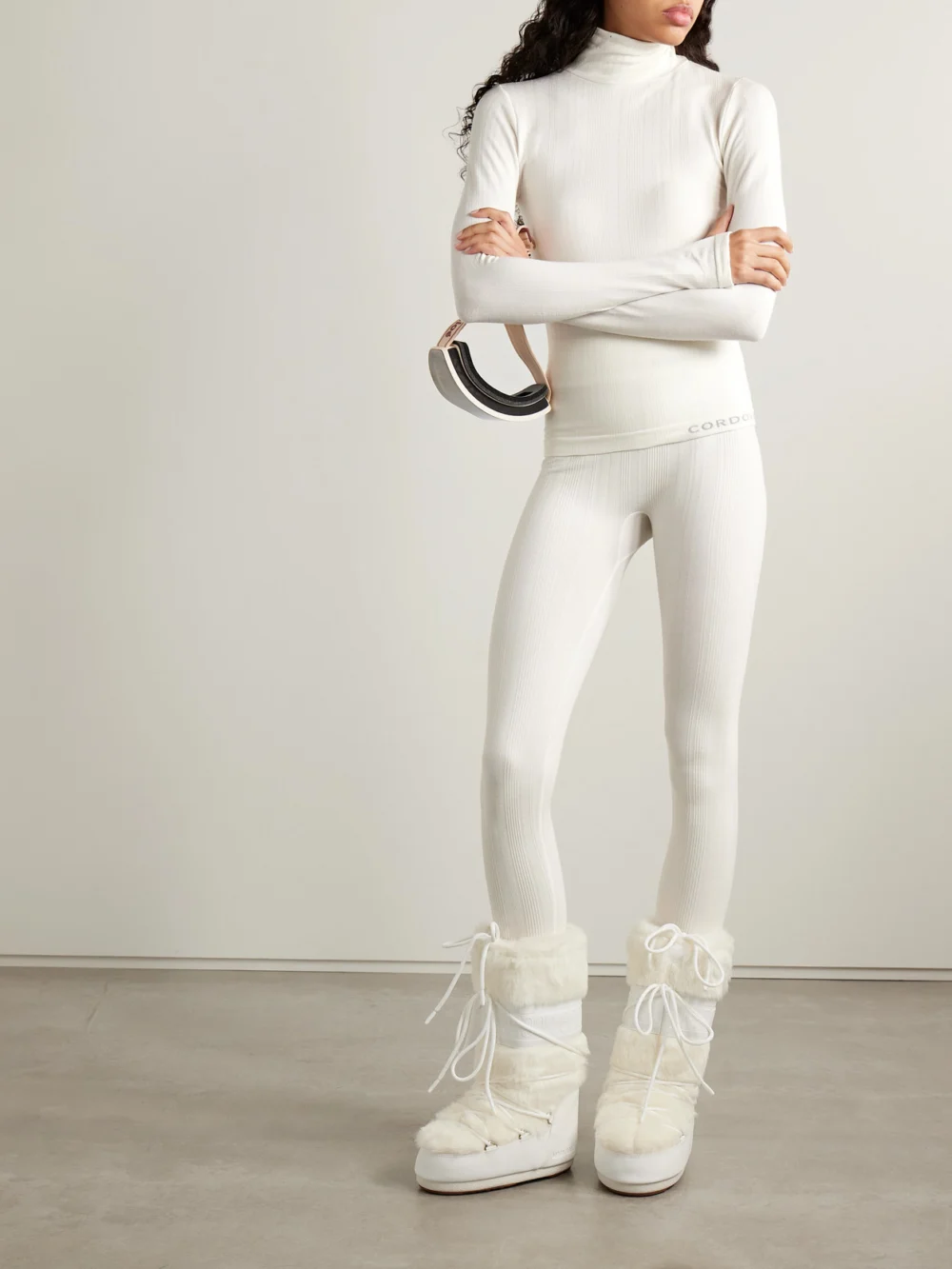 Cordova Sol Ribbed-knit Leggings, worn by a model