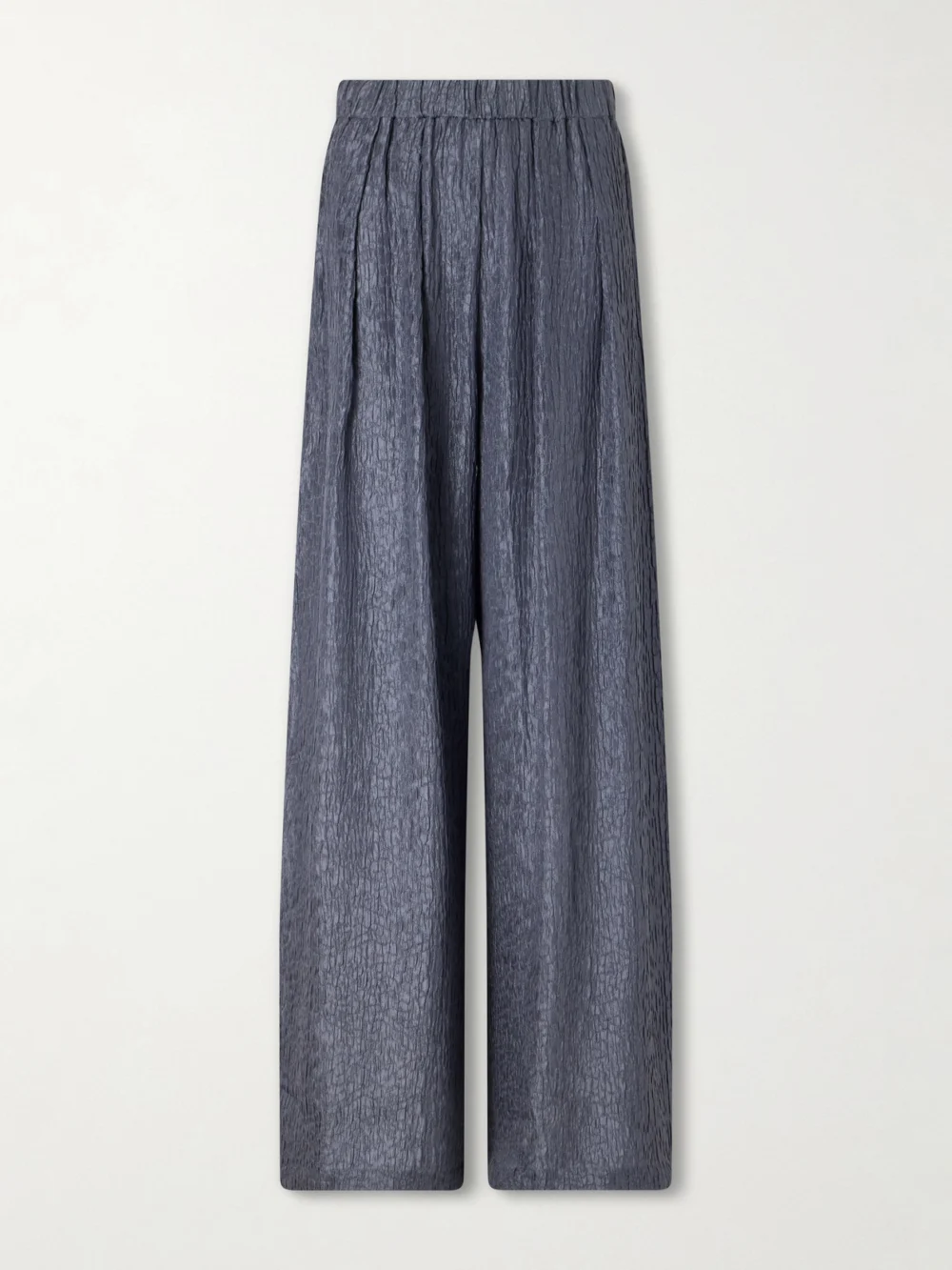 Cortana Anhelo Crinkled Silk-charmeuse Wide-leg Pants in blue