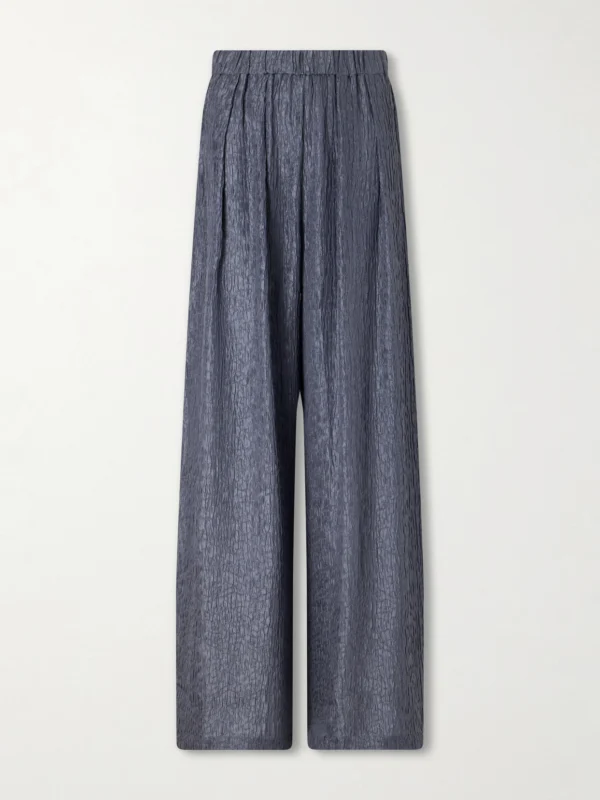 Cortana Anhelo Crinkled Silk-charmeuse Wide-leg Pants