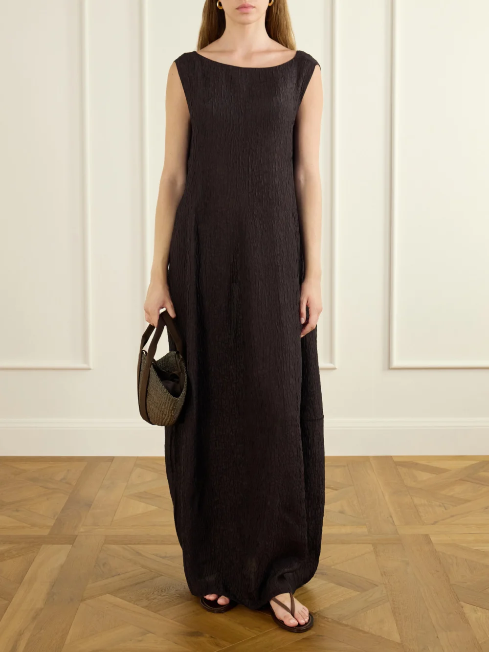 Cortana Anhelo Crinkled Silk-chiffon Maxi Dress, worn by a model