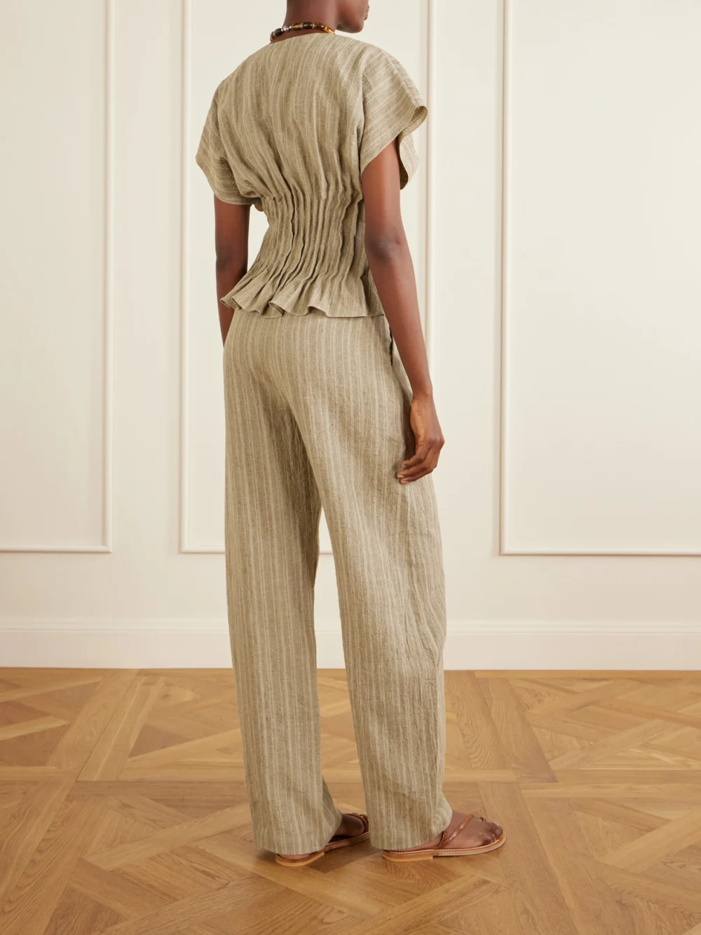 Back view of the Cortana Camila Gathered Linen Top
