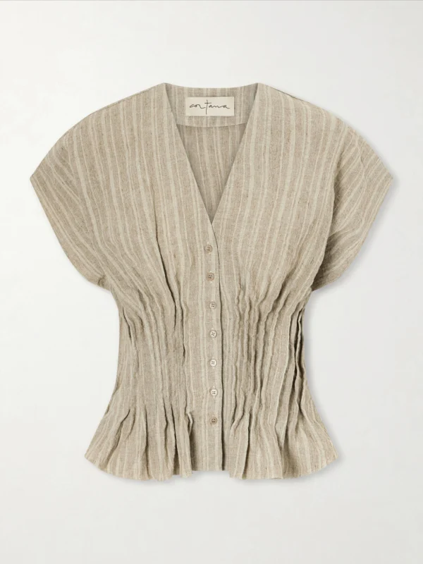 Cortana Camila Gathered Linen Top