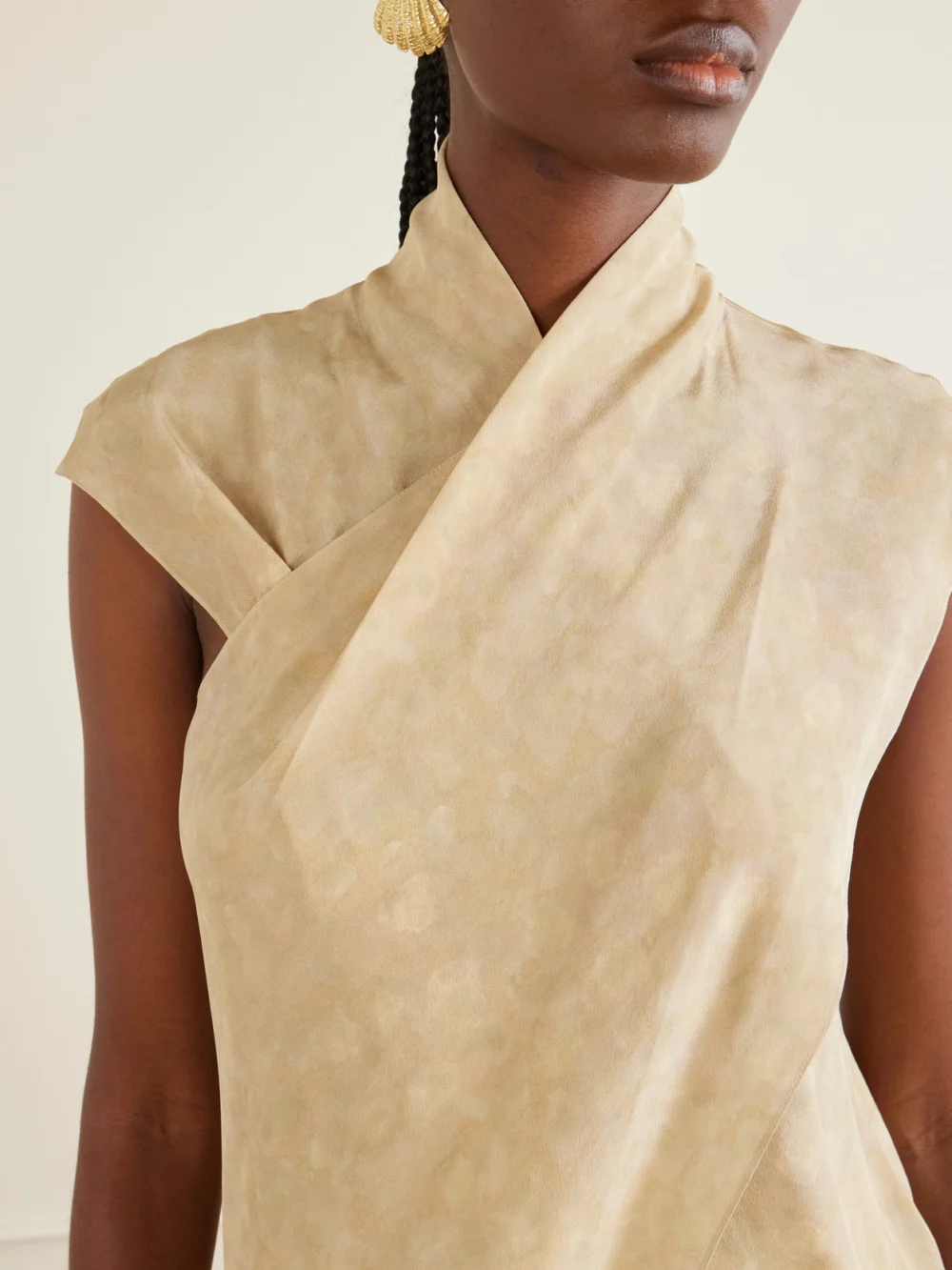 Close-up detail of the Cortana Cassiopea Silk-crepe Blouse