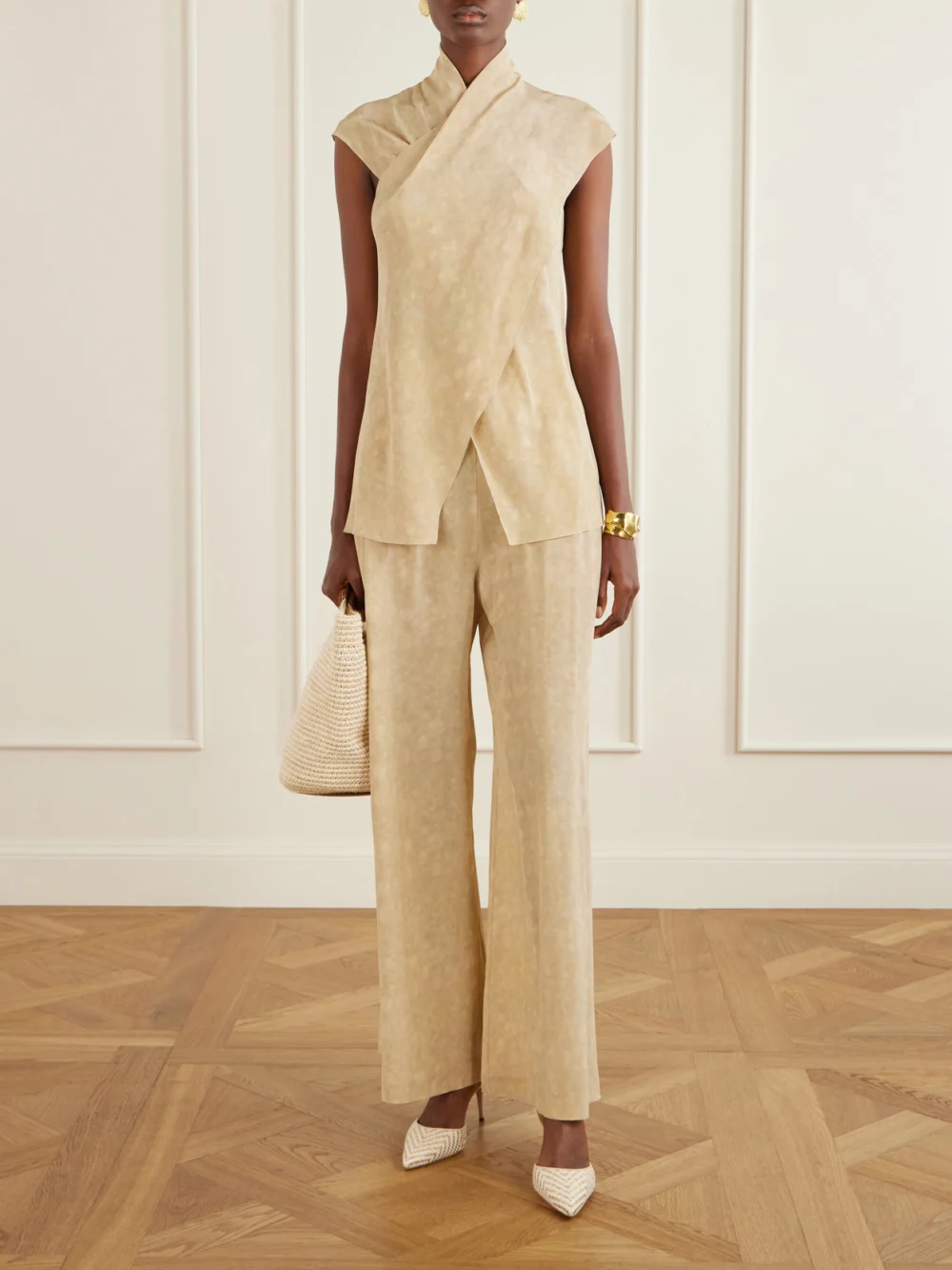Cortana Cassiopea Silk-crepe Blouse, worn by a model