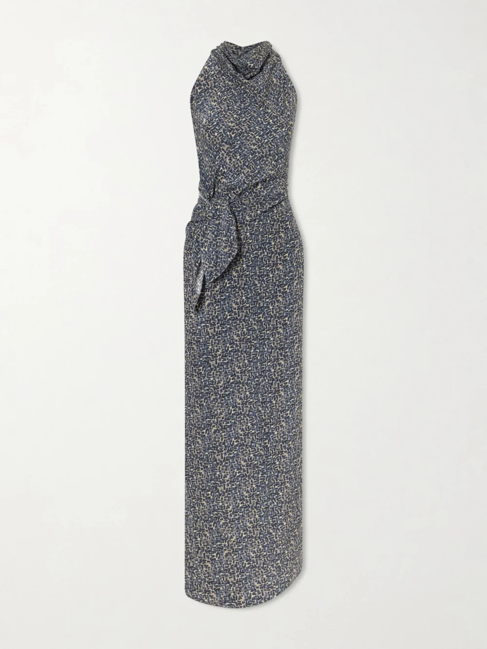 Cortana Corallo Printed Silk-satin Midi Dress in navy