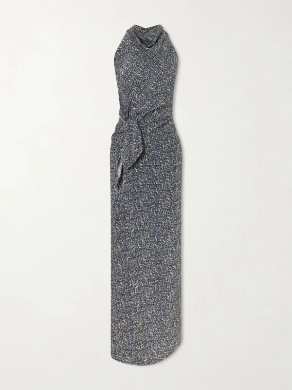 Cortana Corallo Printed Silk-satin Midi Dress