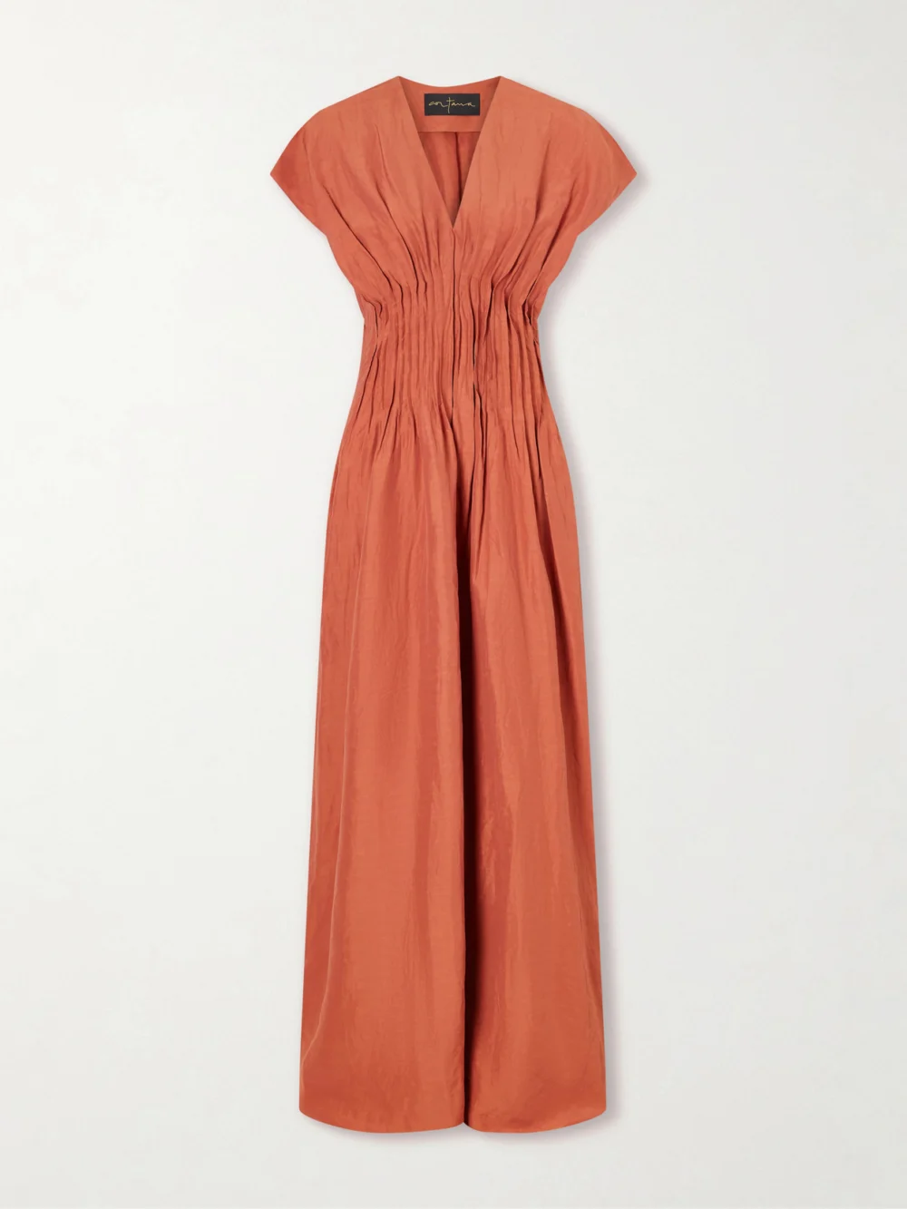 Cortana Elena Gathered Woven Maxi Dress in orange
