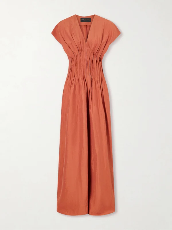 Cortana Elena Gathered Woven Maxi Dress