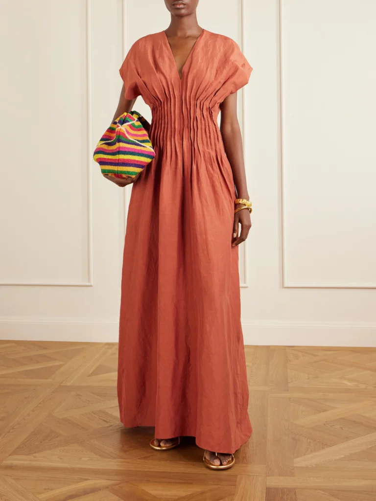 Cortana Elena Gathered Woven Maxi Dress