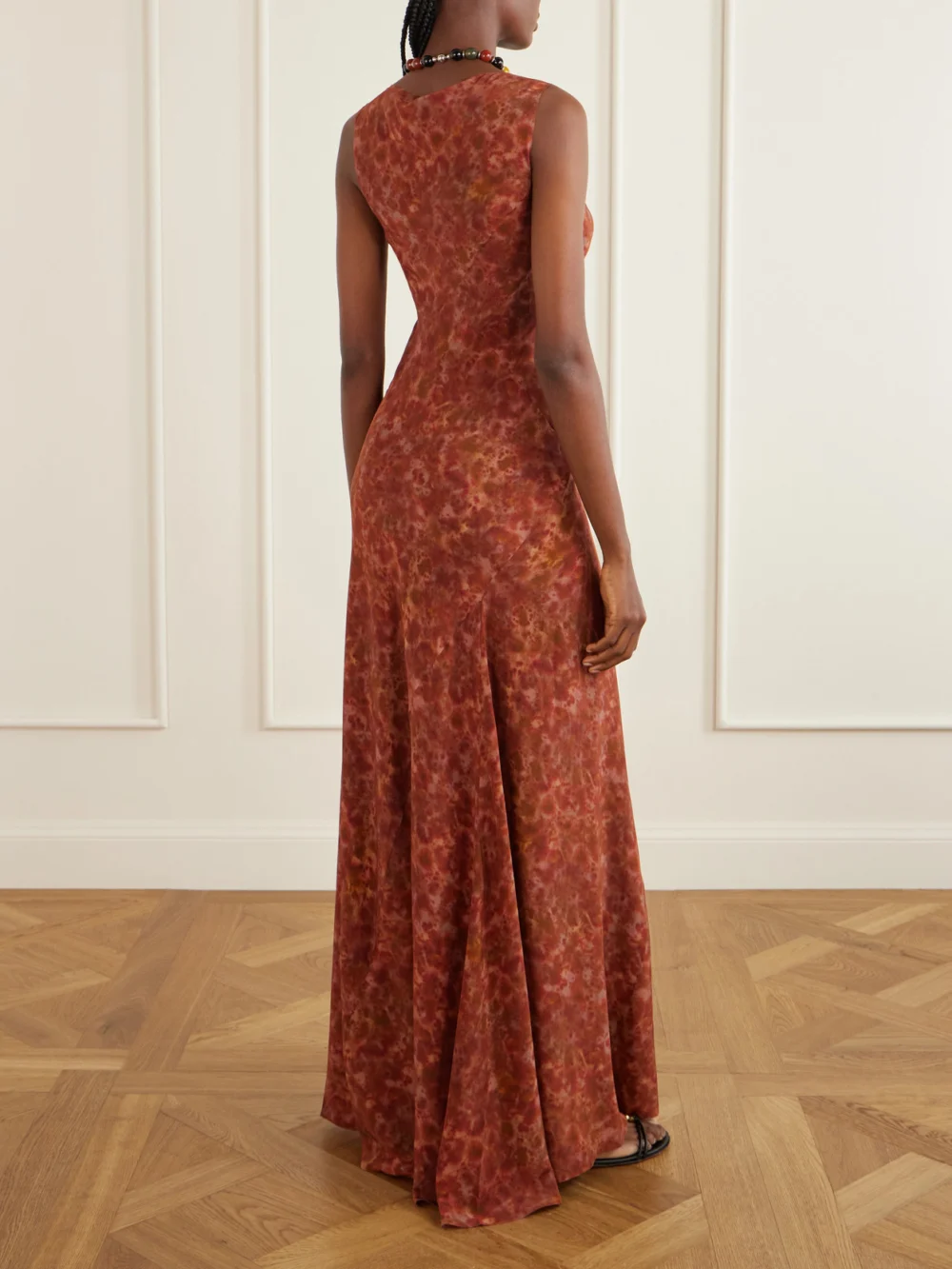 Back view of the Cortana Irina Silk-chiffon Maxi Dress