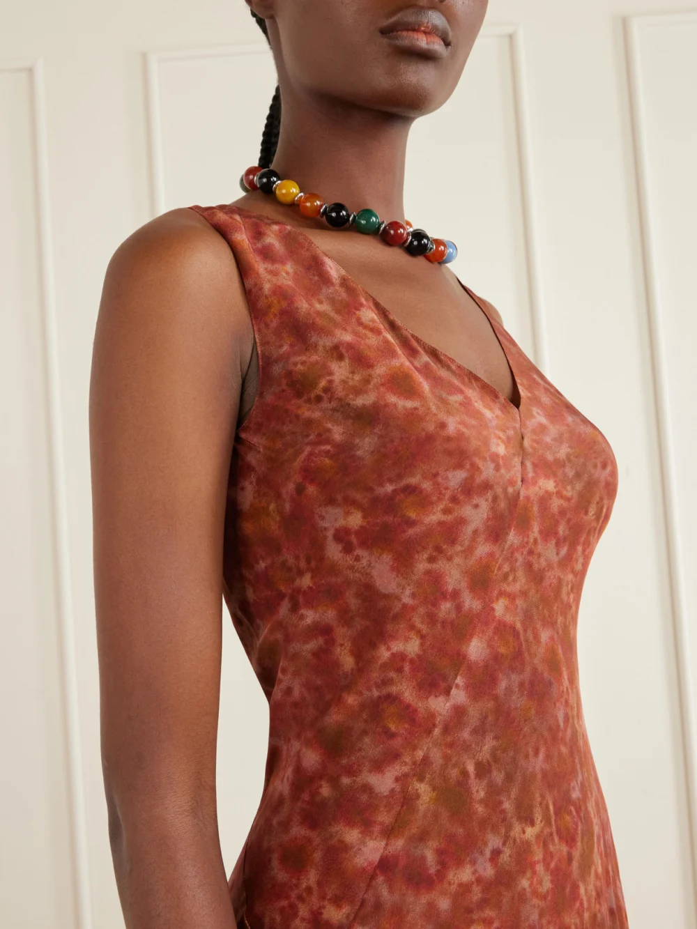 Close-up detail of the Cortana Irina Silk-chiffon Maxi Dress