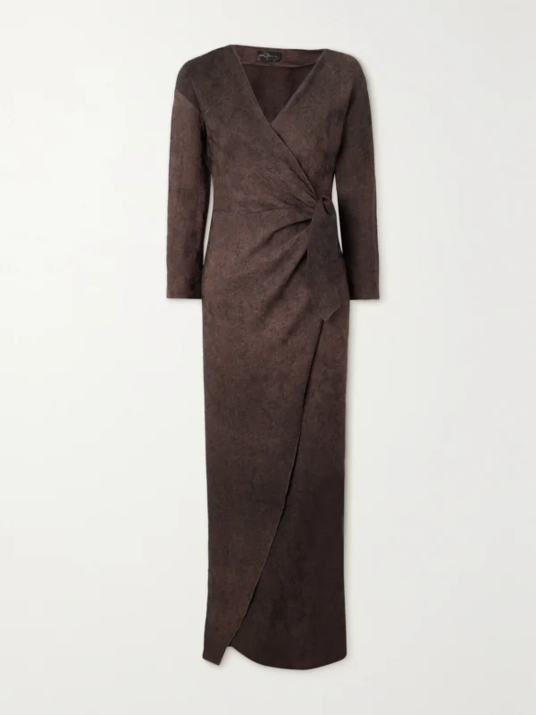 Cortana Malesia Linen-blend Jacquard Maxi Wrap Dress