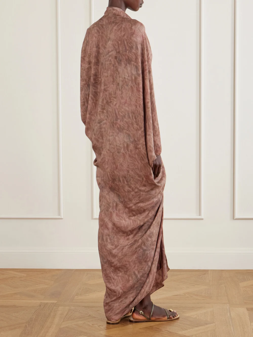 Back view of the Cortana Mayu Satin Maxi Dress