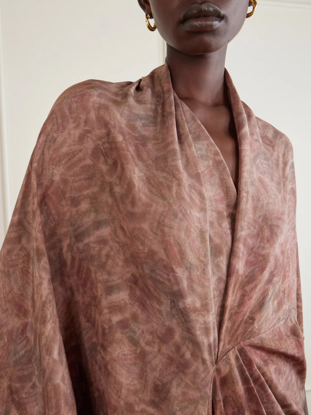 Close-up detail of the Cortana Mayu Satin Maxi Dress