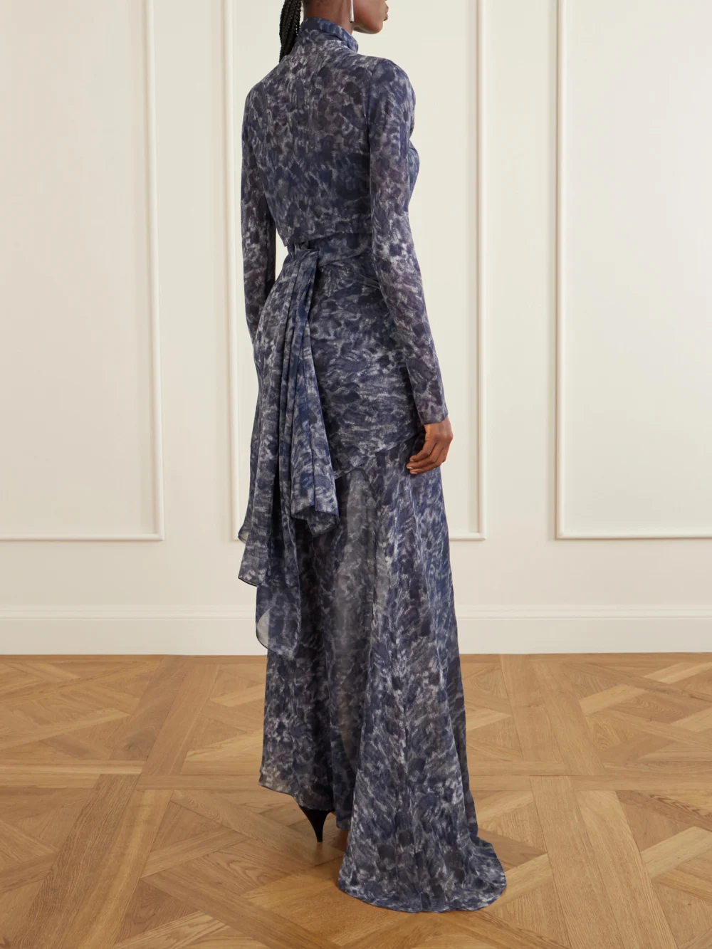 Back view of the Cortana Meena Printed Silk-chiffon Blouse