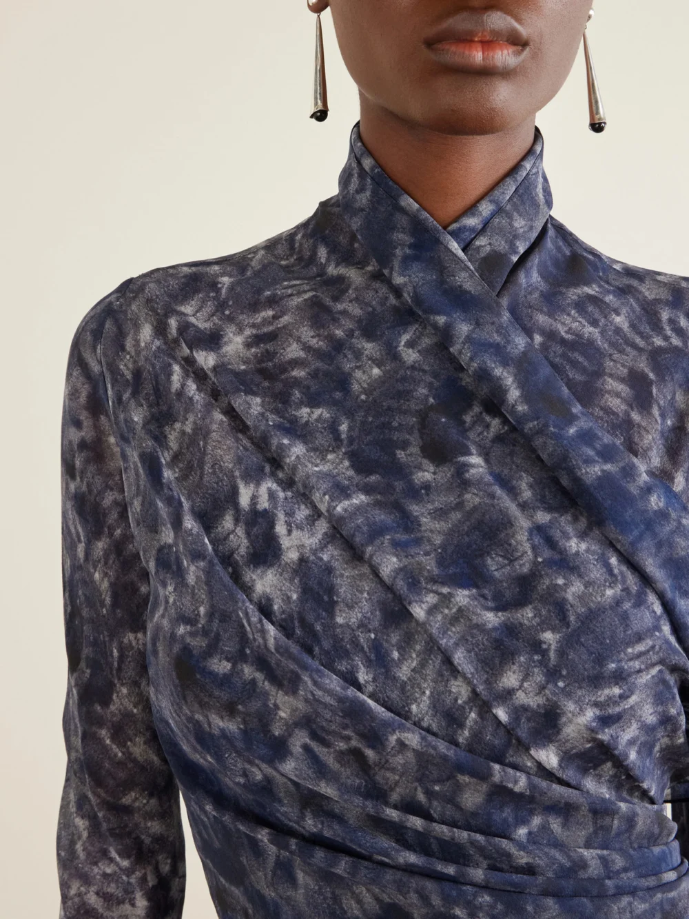 Close-up detail of the Cortana Meena Printed Silk-chiffon Blouse