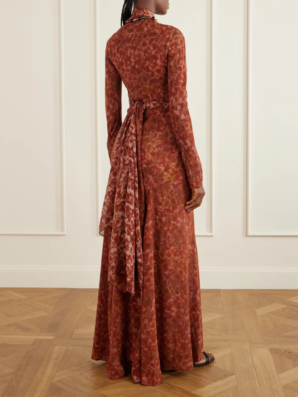 Back view of the Cortana Meena Printed Silk-crepon Jacket