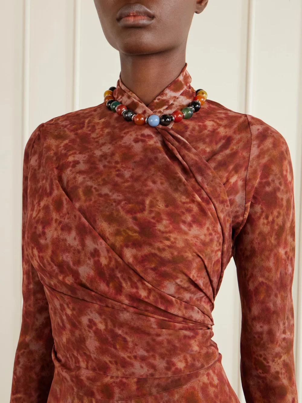 Close-up detail of the Cortana Meena Printed Silk-crepon Jacket