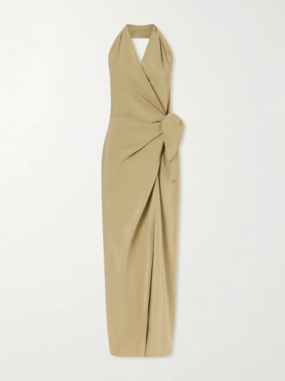 Cortana Mona Halterneck Linen and Silk-blend Maxi Dress in green