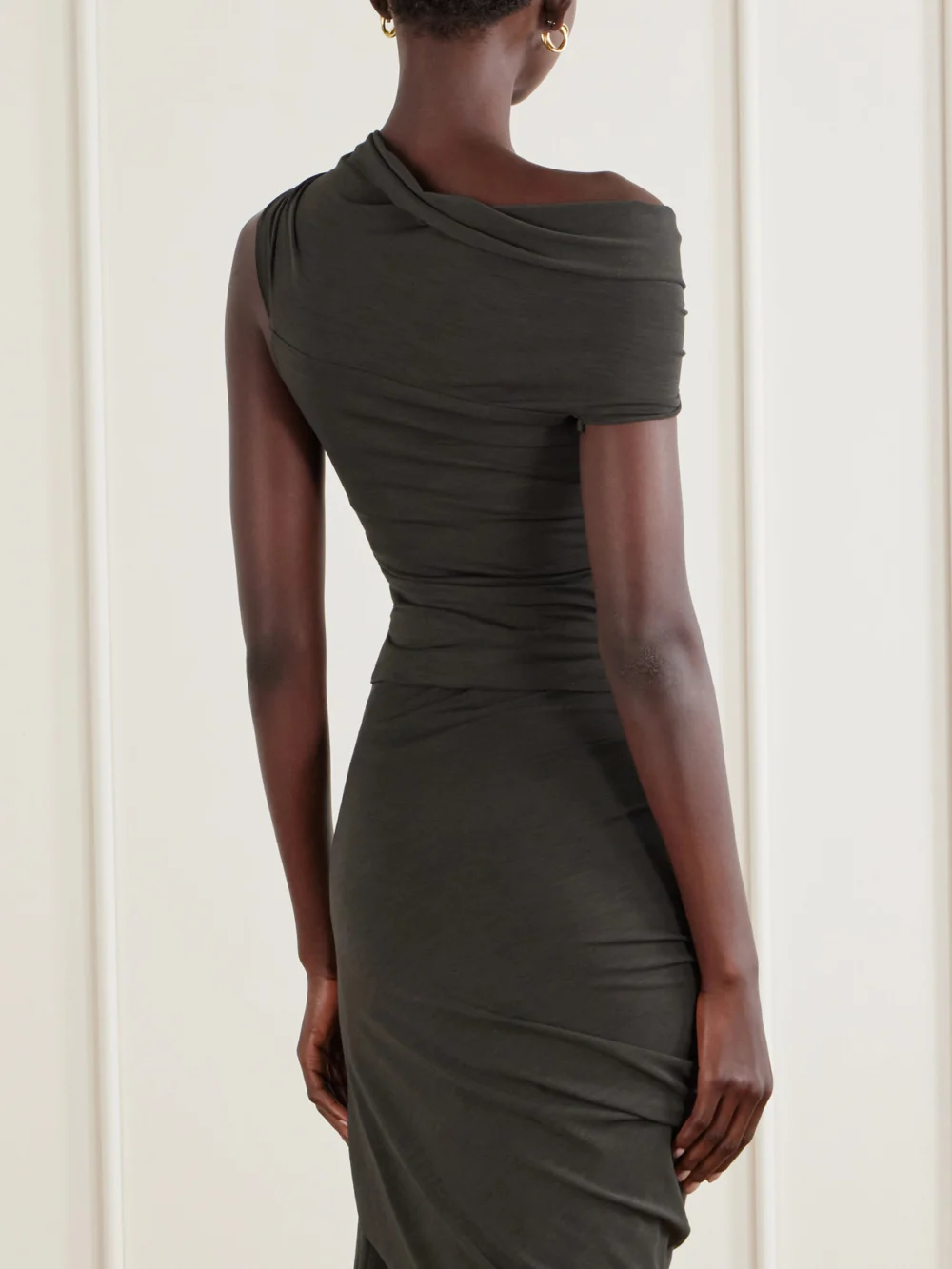 Back view of the Cortana Myia Asymmetrical Crepe Blouse